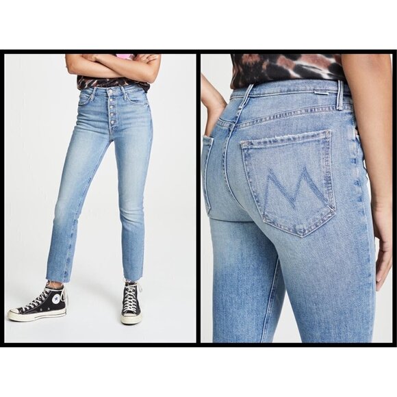 💕MOTHER💕 The Pixie Dazzler Ankle Fray Jeans Popism Button Fly High Rise 32 NWT - Picture 11 of 16